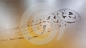 glass water print on the black table