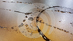 glass water print on the black table