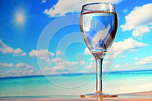 Glass of water in a sunny day