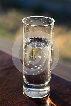 Glass of water on a table in cafe