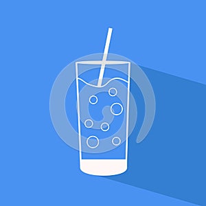 Glass of water - vector flat outline icon