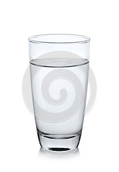 Glass of water on white background