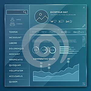 Glass website elements templates vector set