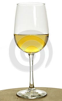 Glass of white chardonnay wine