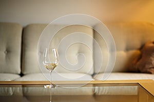 Glass with white wine