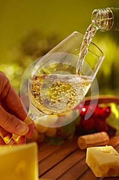 Glass of white wine outdoor