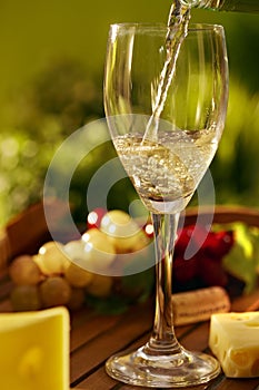 Glass of white wine outdoor