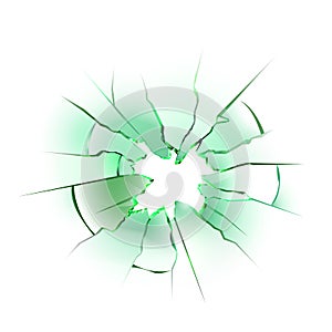 Glass Window Broken With Hole And Crack Vector