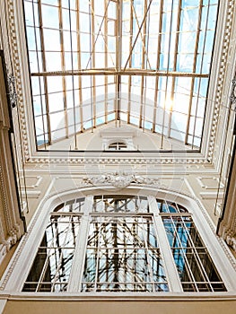 glass windows roof and building in architectural style eclecticism photo