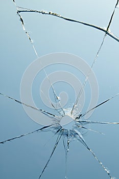 Glass windows shot hole cracks