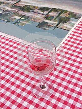 Glass of wine, half empty, half full