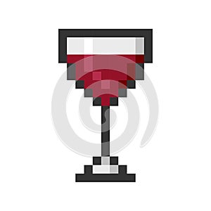 Glass wine pixel art cartoon retro game style