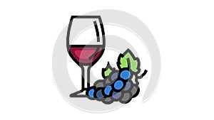 glass wine red grapes color icon animation