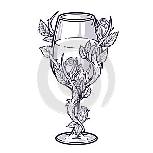 Glass wine vintage emblem monochrome