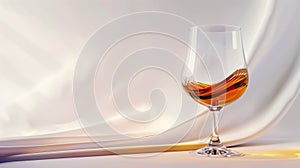 a glass of wine with a white cloth background