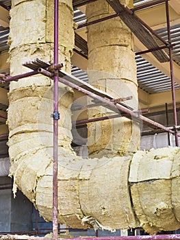 Glass wool pipe insulation