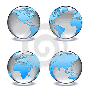 Sklo světy globusy 