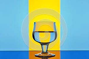 Glass on a yellow-blue background