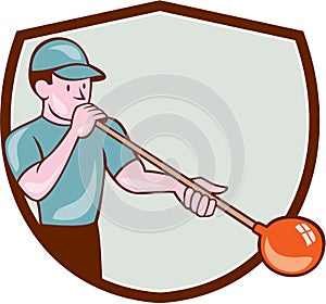 Glassblower Glassblowing Cartoon Shield