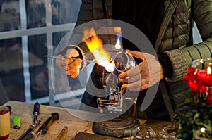 Glassblower at work