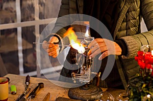 Glassblower at work