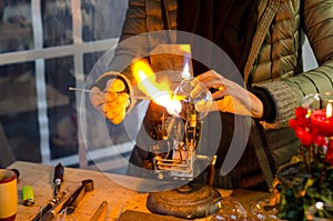 Glassblower at work