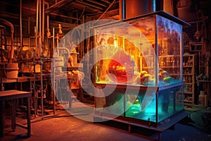 glassblowing furnace with glowing fire