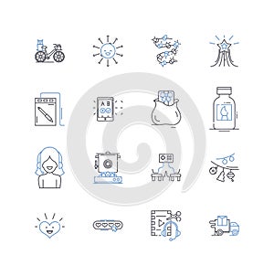 Glassblowing line icons collection. Heat, Malleable, Art, Furnace, Craft, Blowing, Design vector and linear illustration