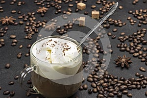 Glasse coffee, drink mix of cold coffee and ice cream