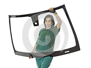 Glasser with windscreen or windshield and white background