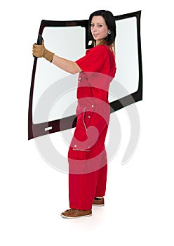 Glasser with windscreen or windshield and white background