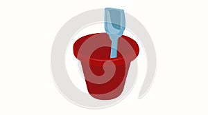 Vector Isolated Illustration of a Red Bucket and a Shovel