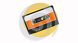 Tape Cassette. Cassette Flat Icon, 80s Icon