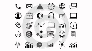 Work and Productivity Icon Set. Vector isolet collection