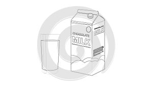 Vector Isolated Black and White Illustration of a Chocolate Milk Box