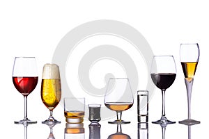 Glasses of alcoholic drinks photo