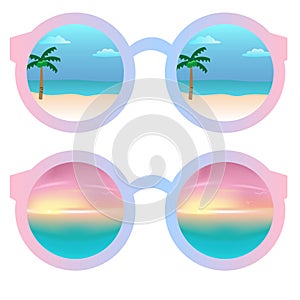 Glasses on the Beach background vector illustration