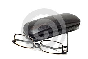 Glasses with black cover on white