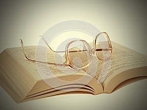 Glasses and Book-Vintage