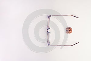 Glasses with a brain. On a white background