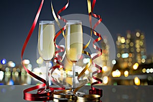 Glasses of champagne for celebrations photo