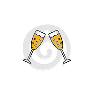 Glasses Of Champagne icon. Outline filled creative elemet from bar and restaurant icons collection. Premium glasses of champagne