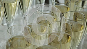 Glasses of champagne at a wedding cocktail party