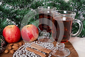 Glasses with Christmas mulled wine