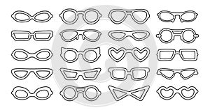 Glasses classic shape stylish line set vector