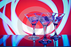 Glasses with cocktail in a nightclub