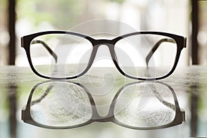 Glasses cracked on reflection table