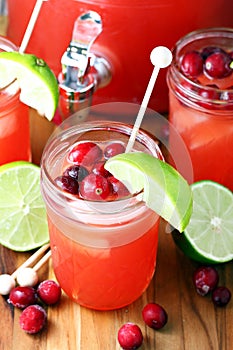 Glasses of cranberry pineapple punch