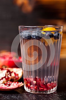 Glasses with detox water made from organic berried and pomegranate