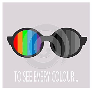 Glasses with different colours with one side